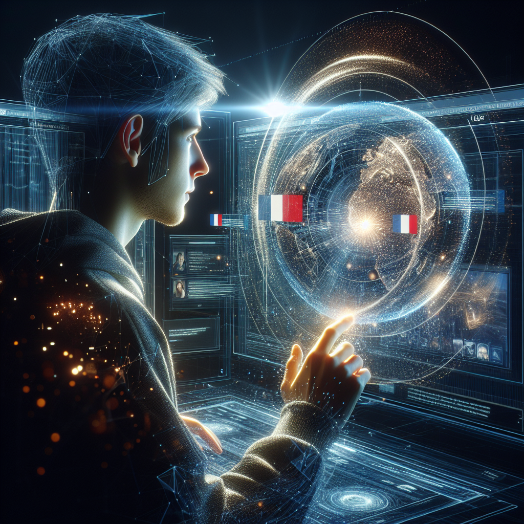 Un utilisateur interagissant avec une interface web immersive.