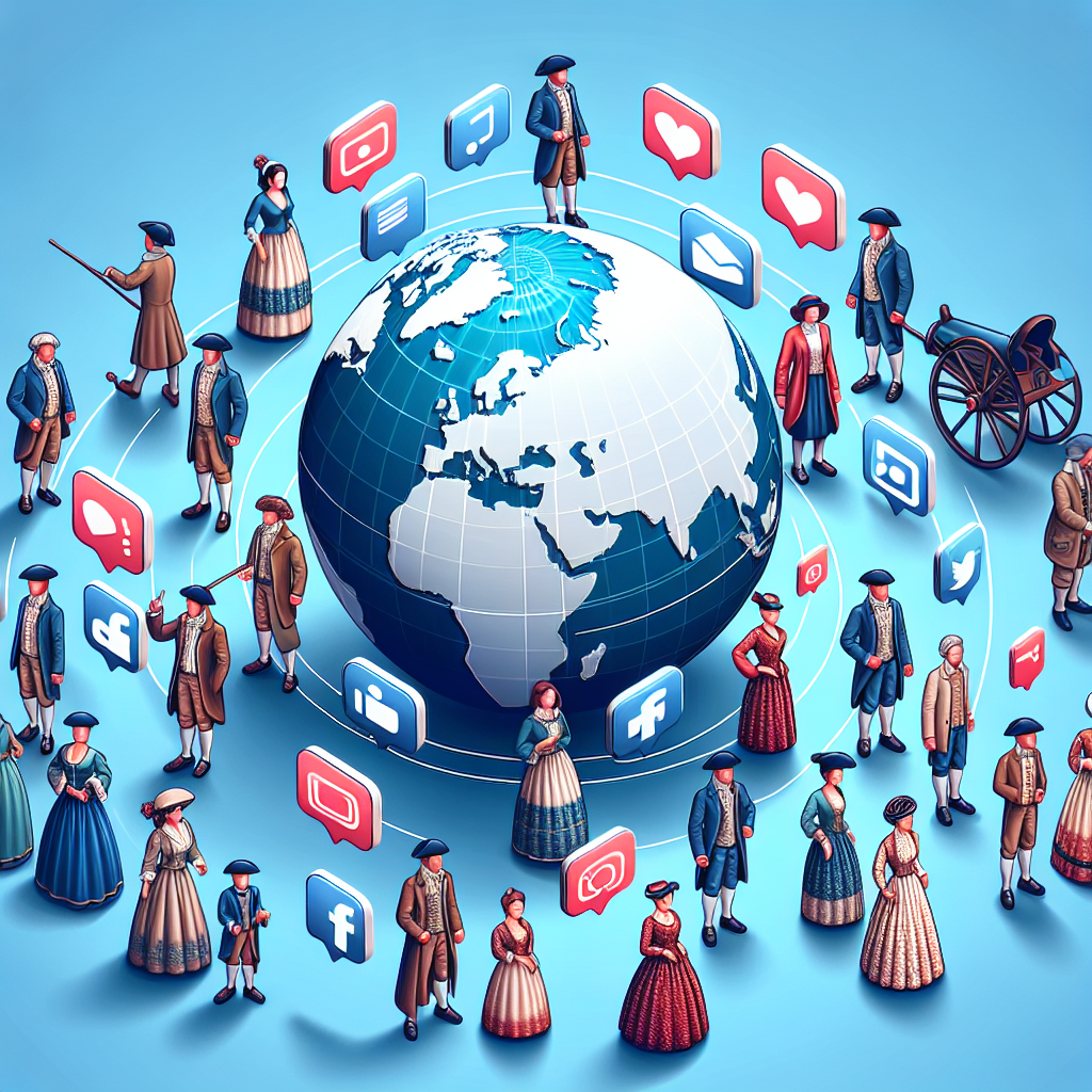 Une illustration de divers icônes de réseaux sociaux entourant un globe terrestre.