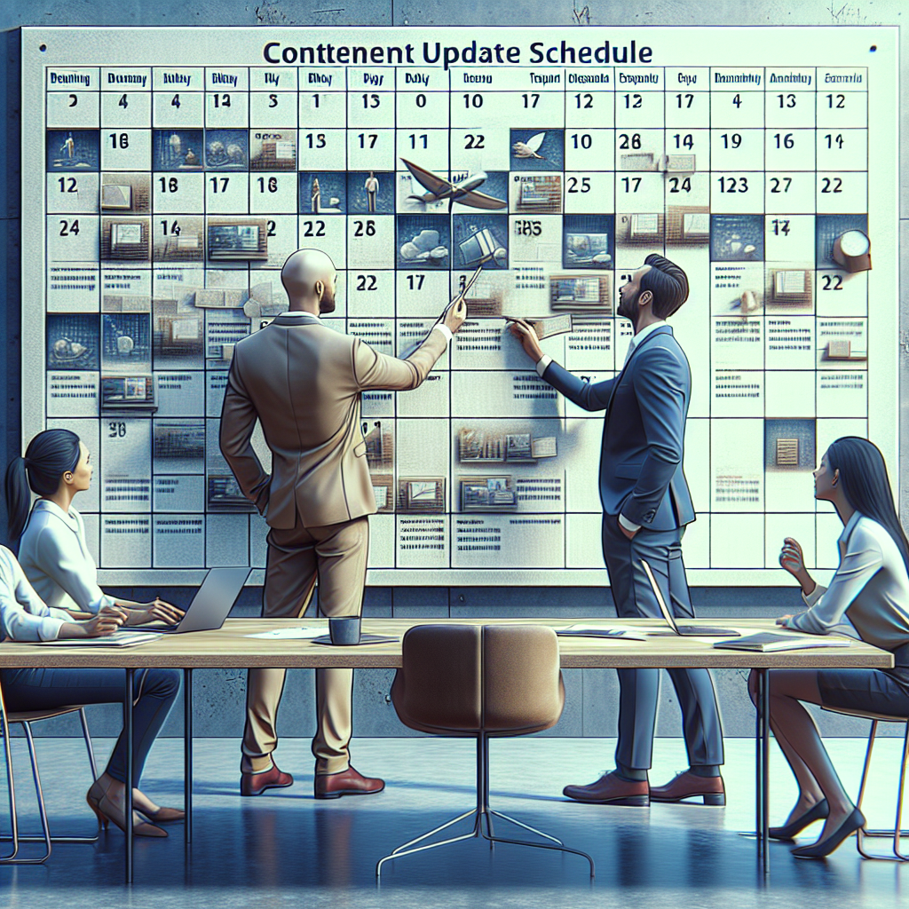 Calendrier de planification des mises à jour de contenu pour un site web.