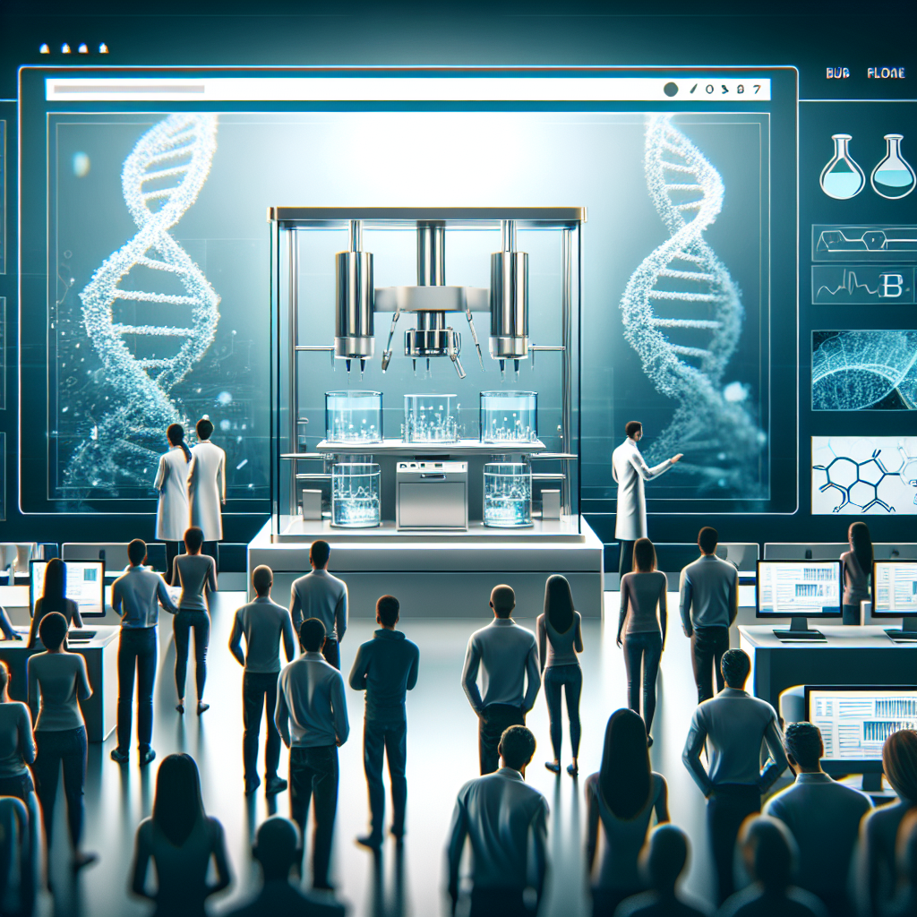 Capture d'écran d'un site web de biotechnologie avec un design épuré et moderne.