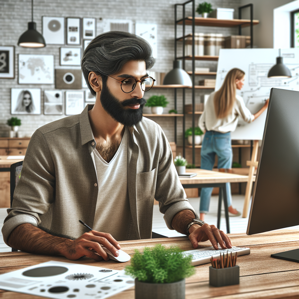 Image d'un designer travaillant sur un ordinateur.