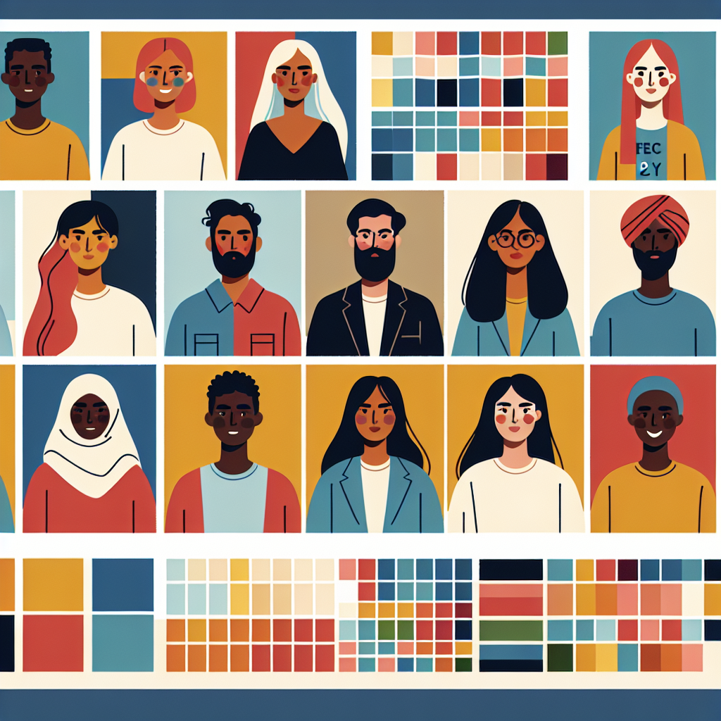 Palette de couleurs et échantillons de design pour un site web.