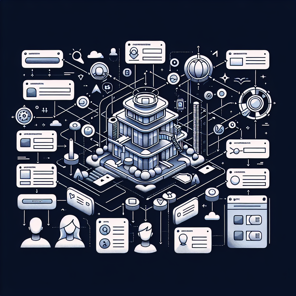 Schéma de structure de site web avec des éléments de navigation et de contenu.