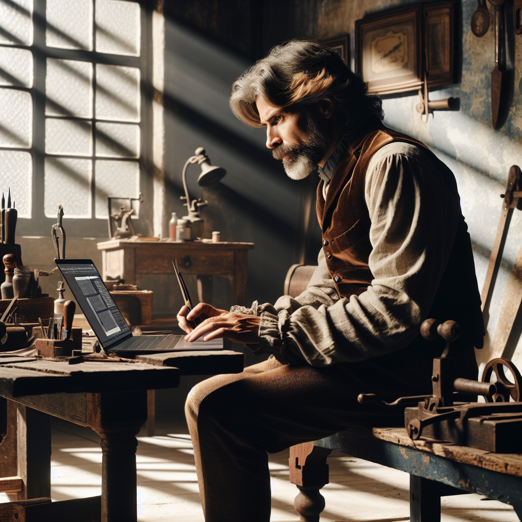 Un artisan travaillant sur un design de site web sur un ordinateur portable.