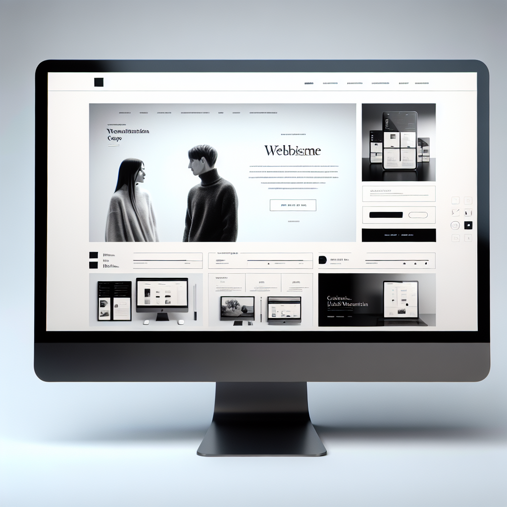 Un écran d'ordinateur affichant un design de site web moderne et épuré.