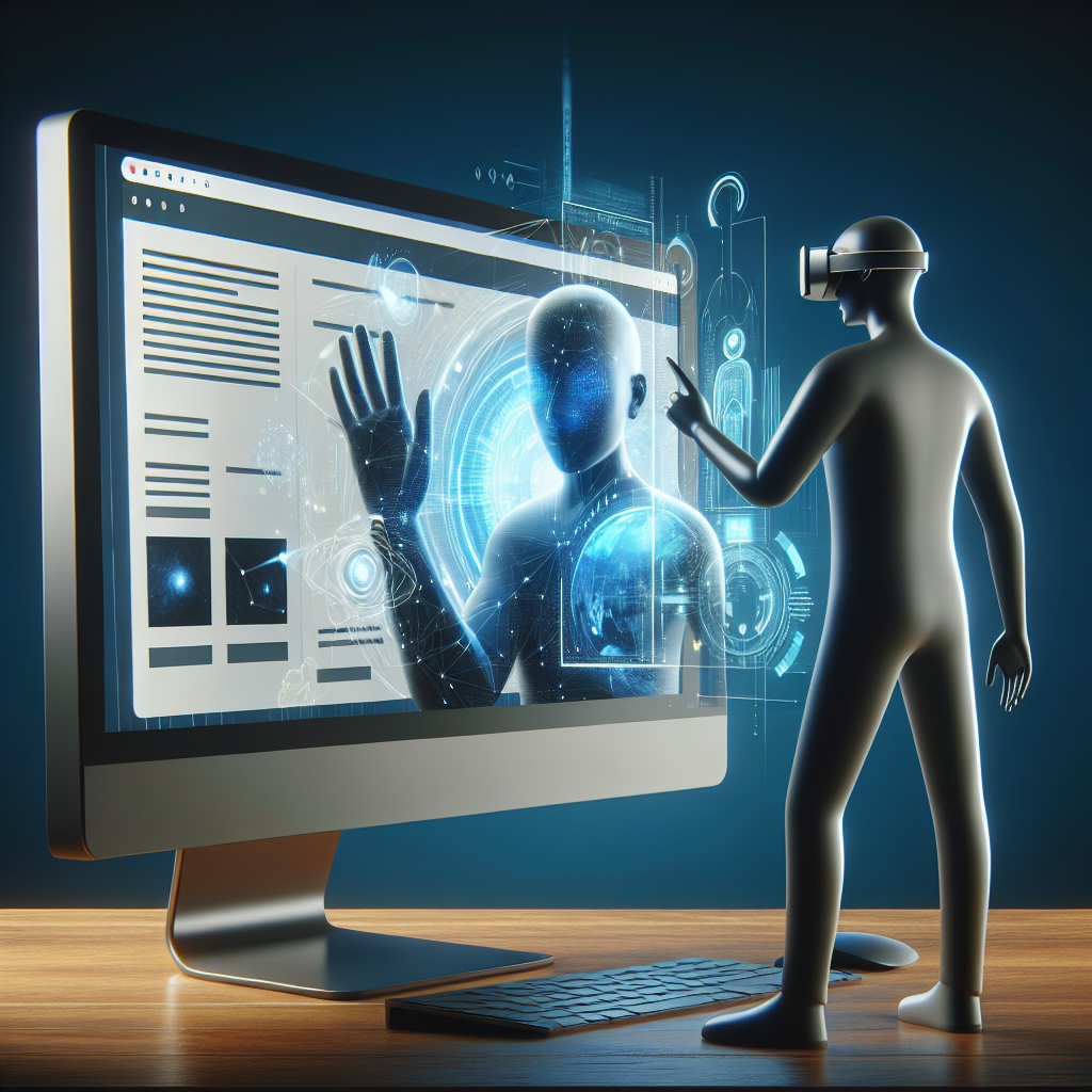 Un écran d'ordinateur affichant un design web moderne avec des éléments de réalité virtuelle.