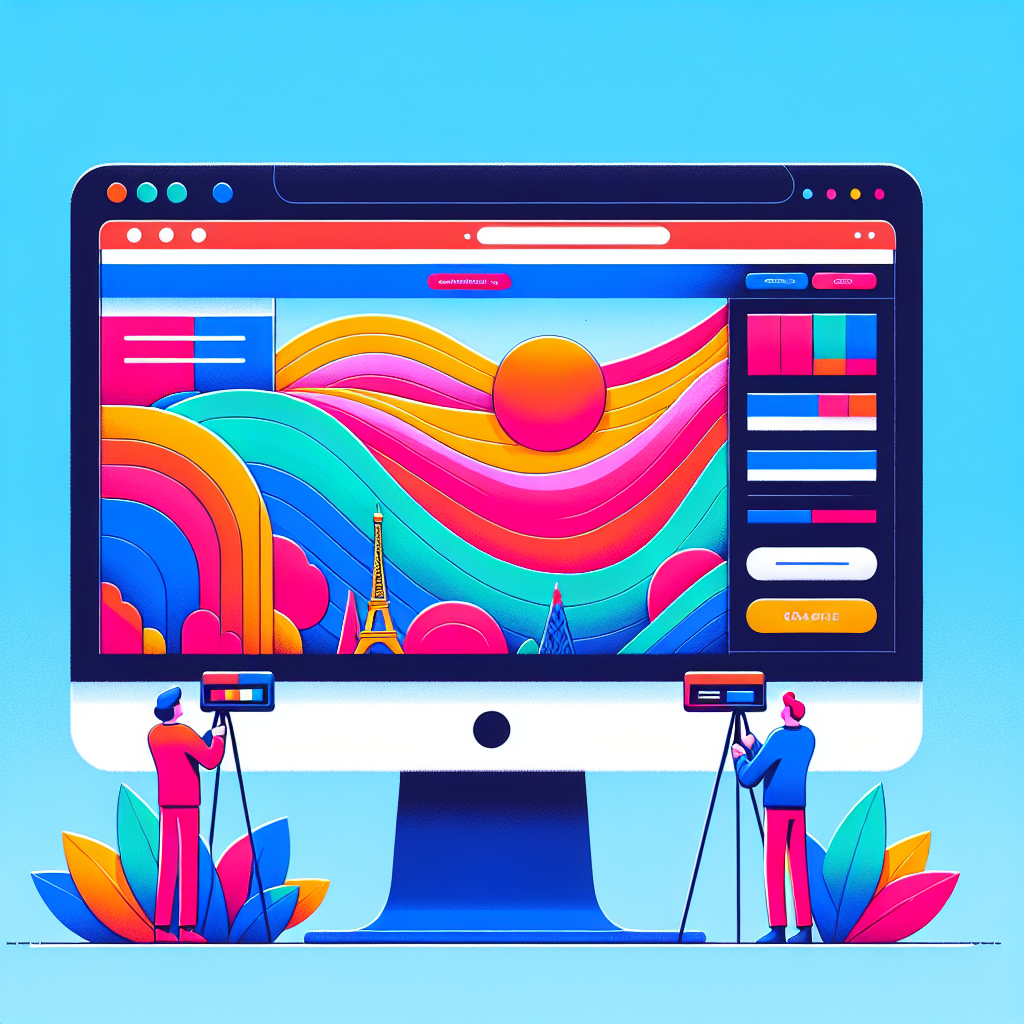 Un écran d'ordinateur affichant un site web coloré et moderne.