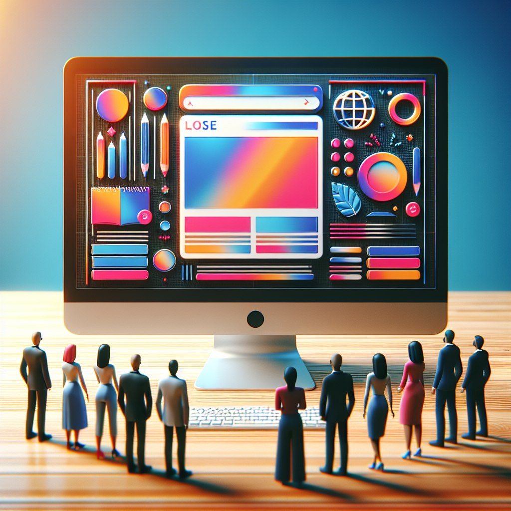 Un écran d'ordinateur montrant un design de site web coloré et moderne.