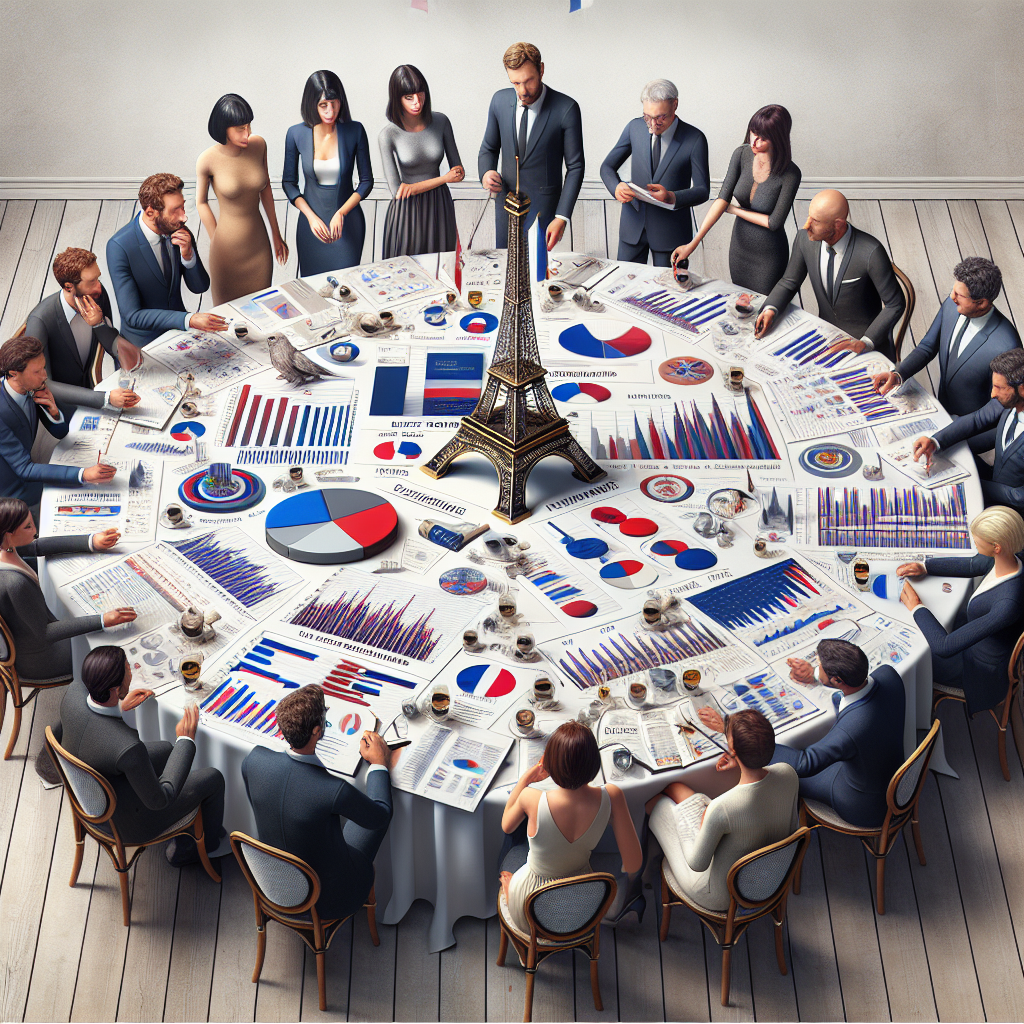 Un groupe de personnes discutant autour d'une table avec des graphiques et des plans marketing.