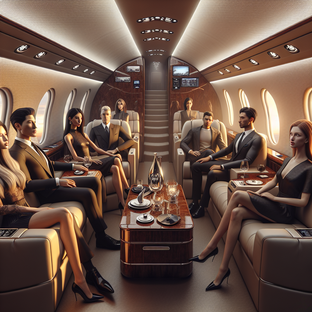 Un jet privé luxueux vu de l'intérieur.