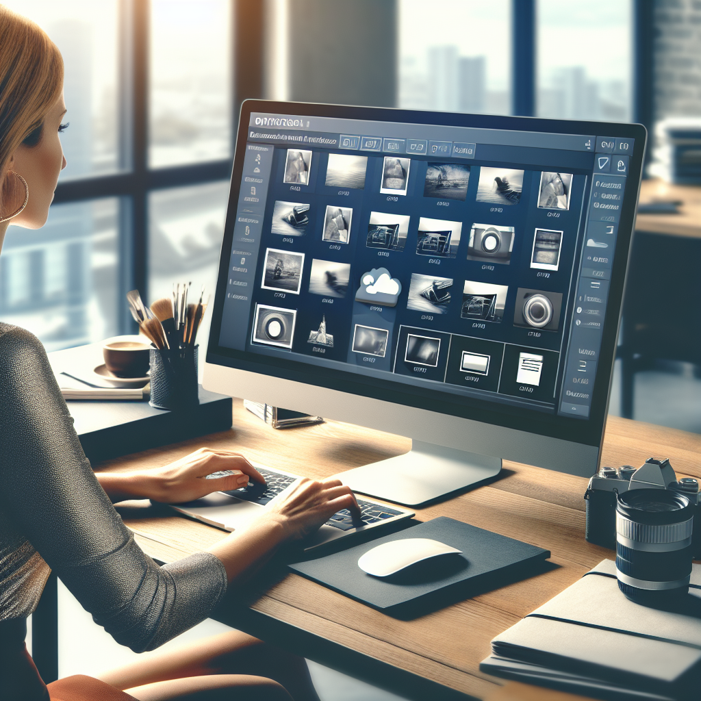 Un photographe téléchargeant de nouvelles photos sur un site web.