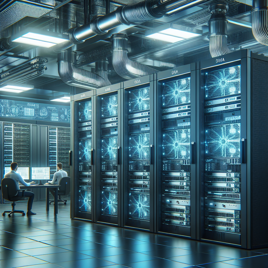 Un serveur informatique moderne dans un centre de données.
