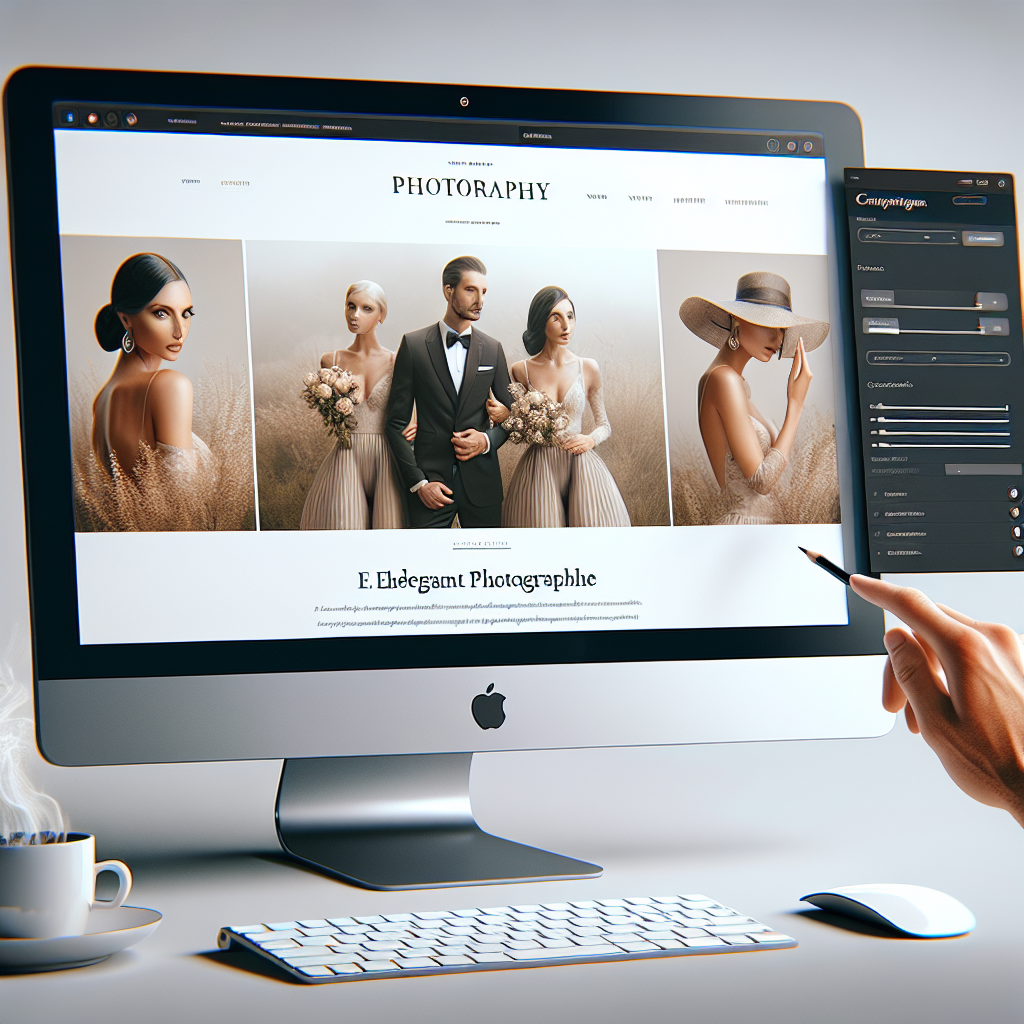 Un site web de photographie élégant affiché sur un écran d'ordinateur.