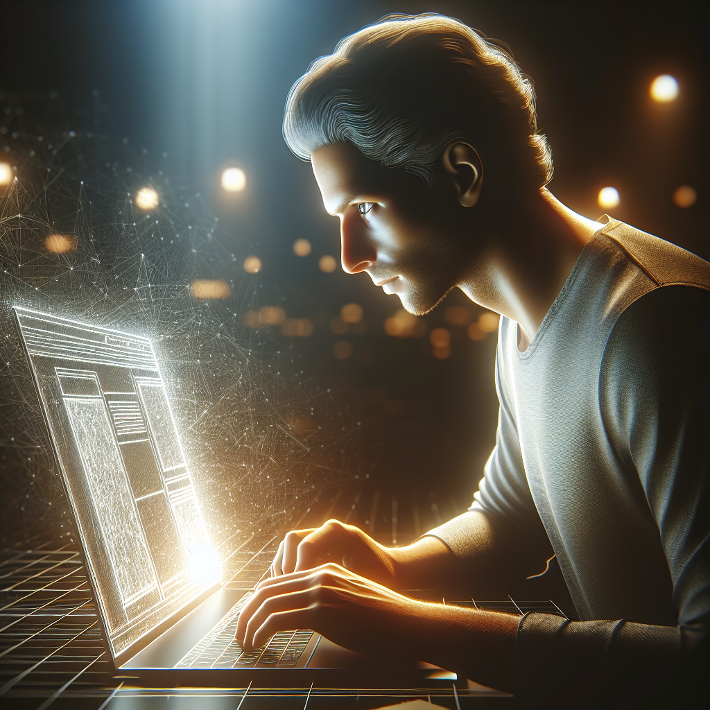 Un utilisateur créant un site web sur un ordinateur portable avec SiteW.