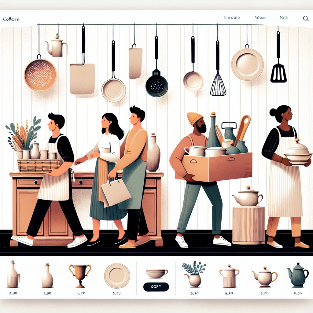 Une galerie de produits de cuisine sur un site web