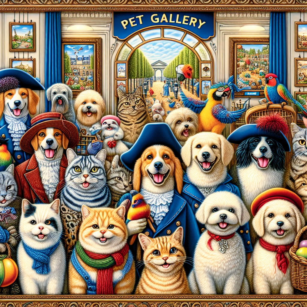 Une galerie d'images colorée d'animaux de compagnie heureux.
