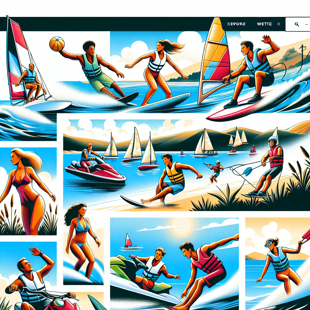 Capture d'écran d'un site web de sport nautique avec des images dynamiques.
