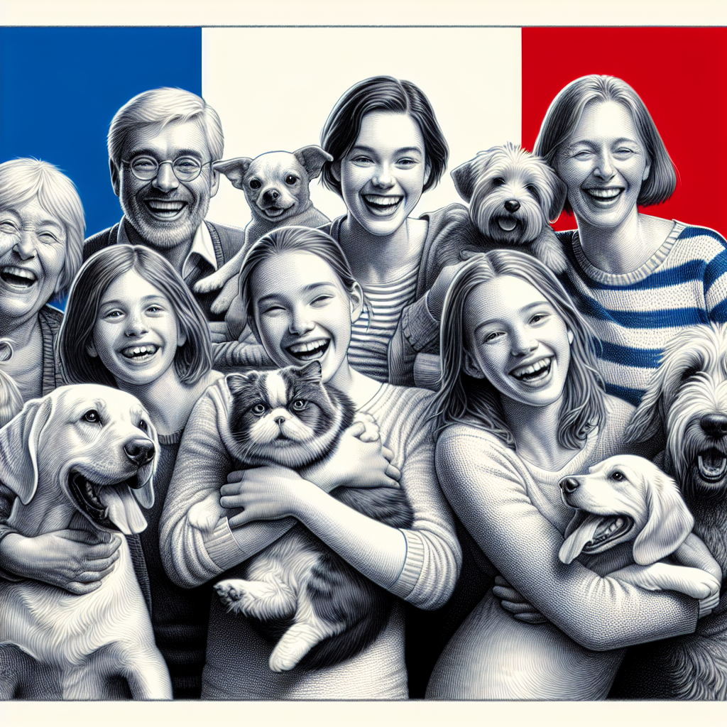 Des personnes souriantes avec leurs animaux de compagnie.