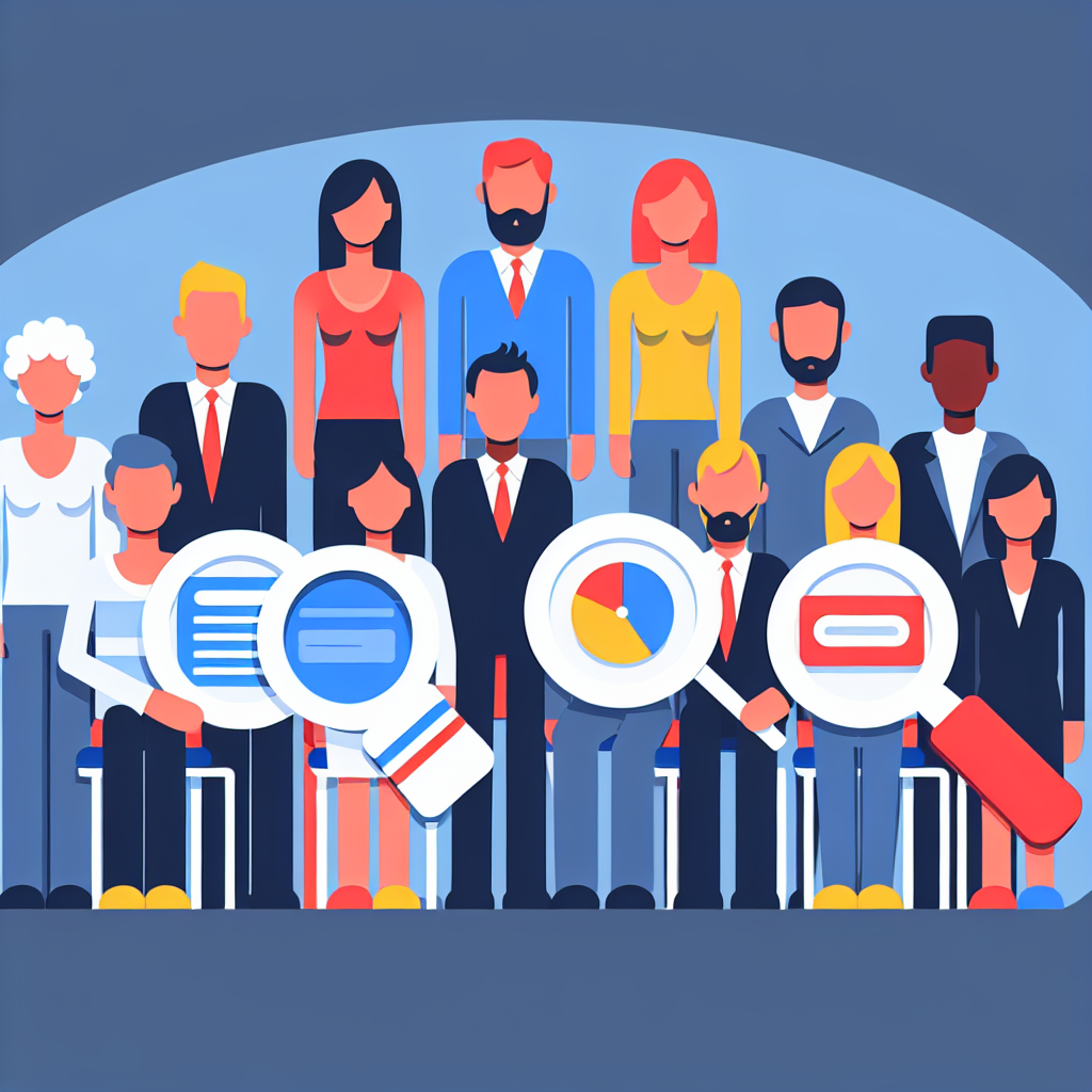 Graphique illustrant le concept de SEO avec des icônes de moteur de recherche.