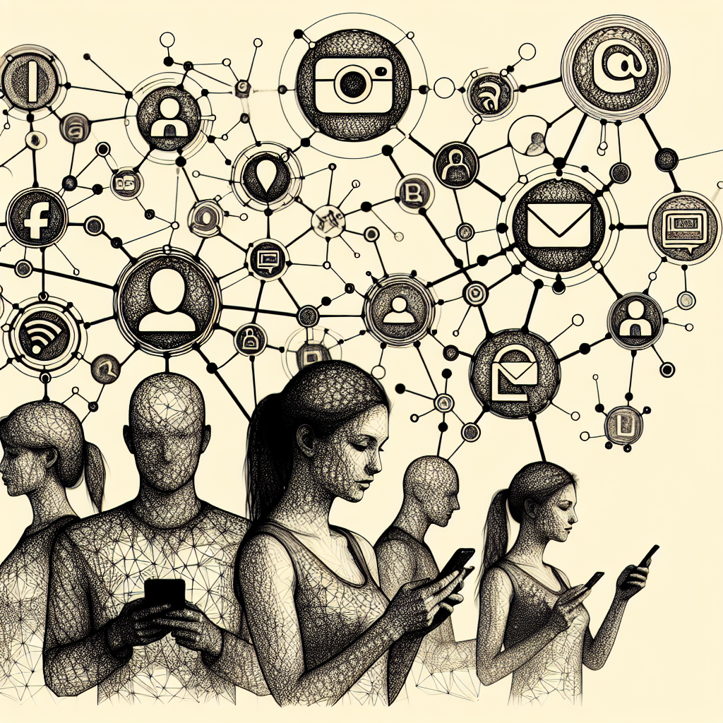 Icônes de réseaux sociaux connectées à un site web.
