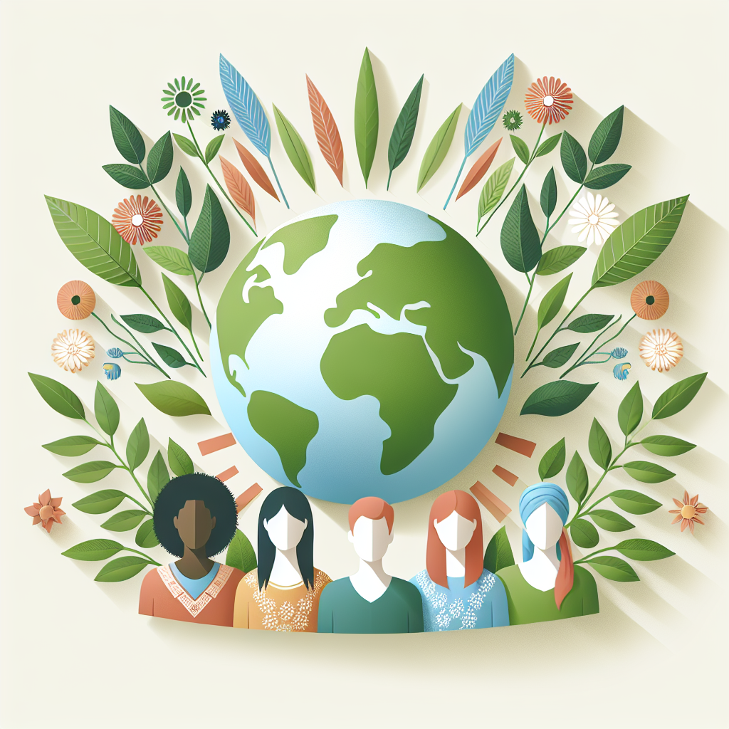 Illustration d'un design web écologique avec des éléments naturels.