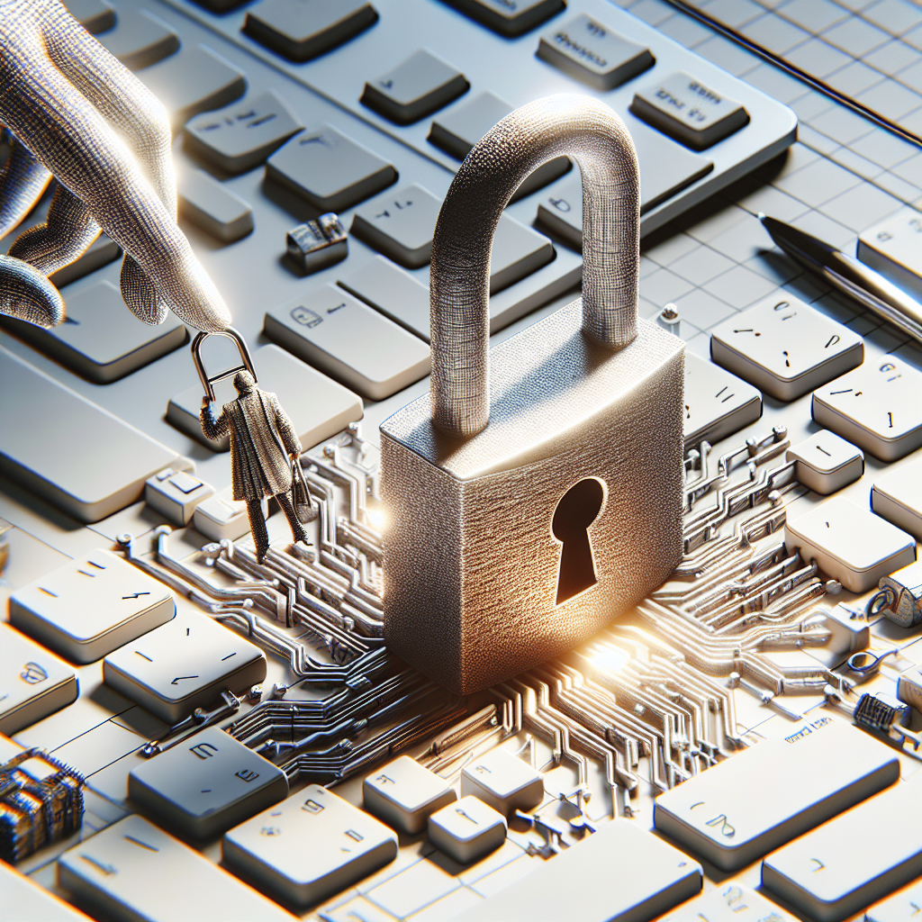 Un cadenas numérique flottant au-dessus d'un clavier d'ordinateur.
