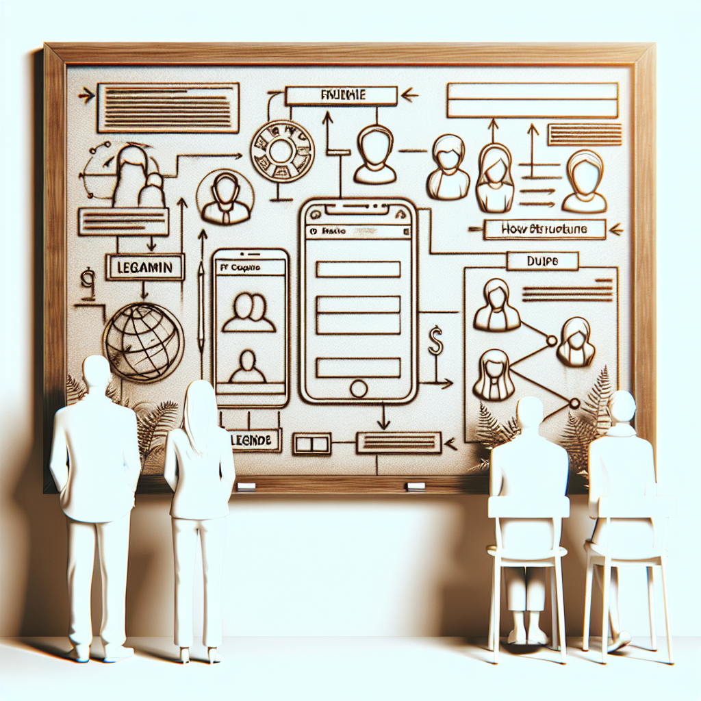 Un croquis de la structure d'un site web sur un tableau blanc.