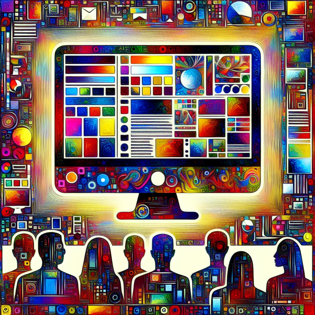 Un écran d'ordinateur affichant des options de design web colorées.