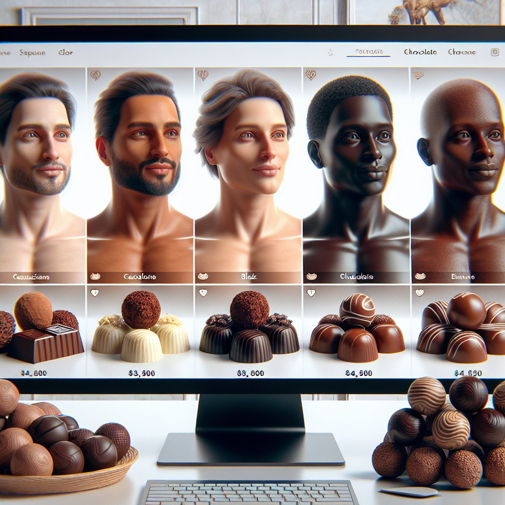 Un écran d'ordinateur montrant une boutique en ligne de chocolat.