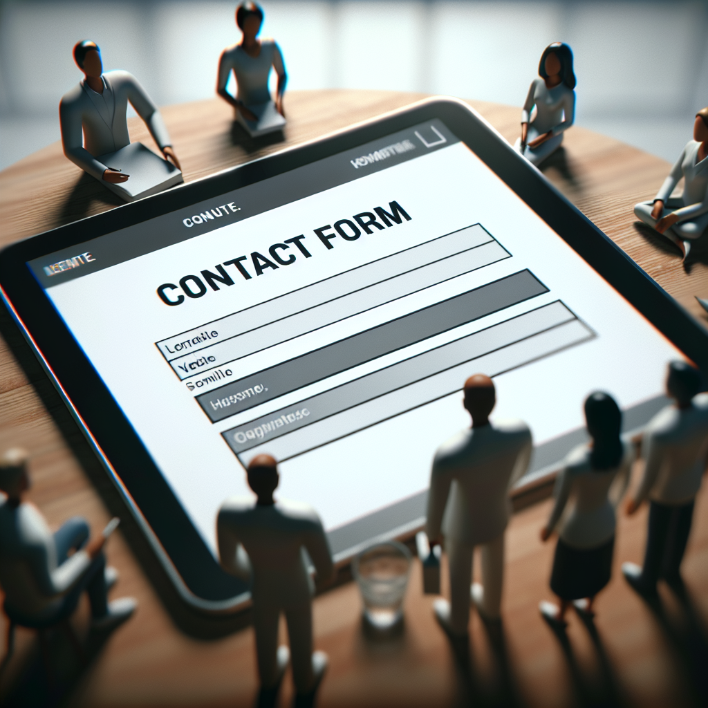 Un formulaire de contact sur un site web affiché sur une tablette.