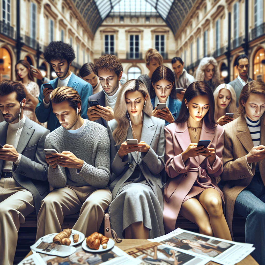 Un groupe de personnes utilisant des appareils mobiles pour interagir sur les réseaux sociaux.