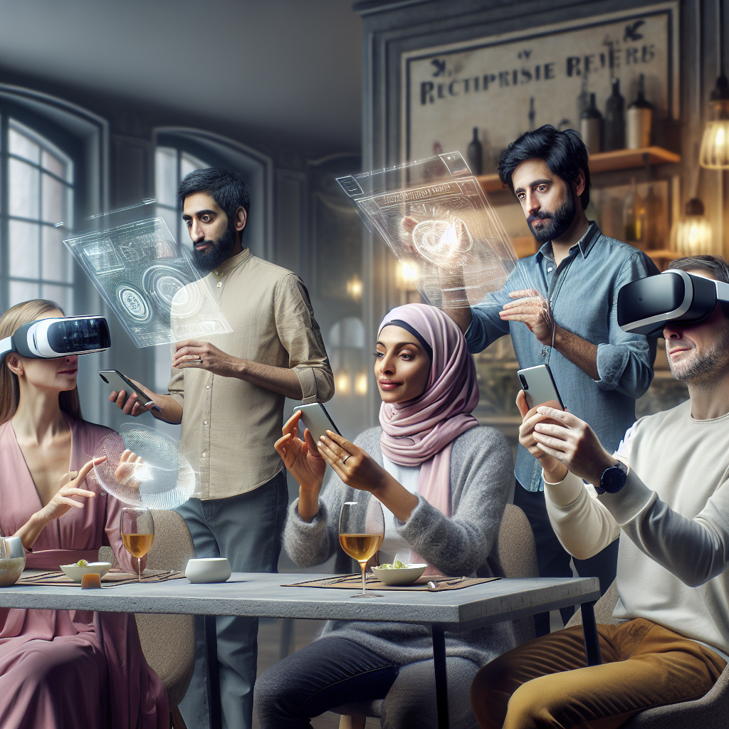 Un groupe diversifié de personnes utilisant des appareils de réalité augmentée