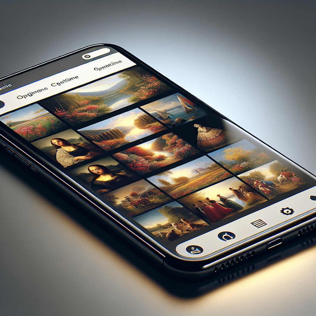 Un smartphone affichant un site web de peinture bien optimisé.