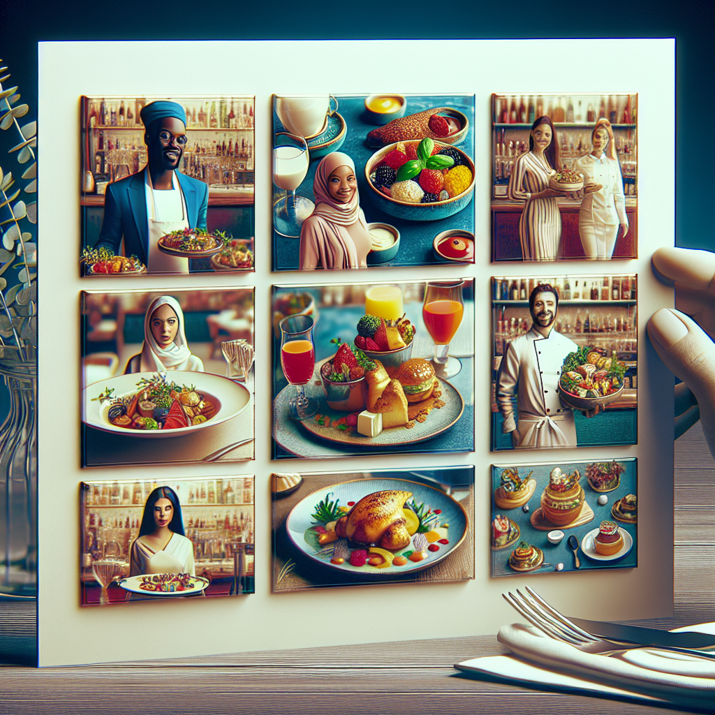 Une galerie photo en ligne affichant des plats gastronomiques colorés et appétissants.