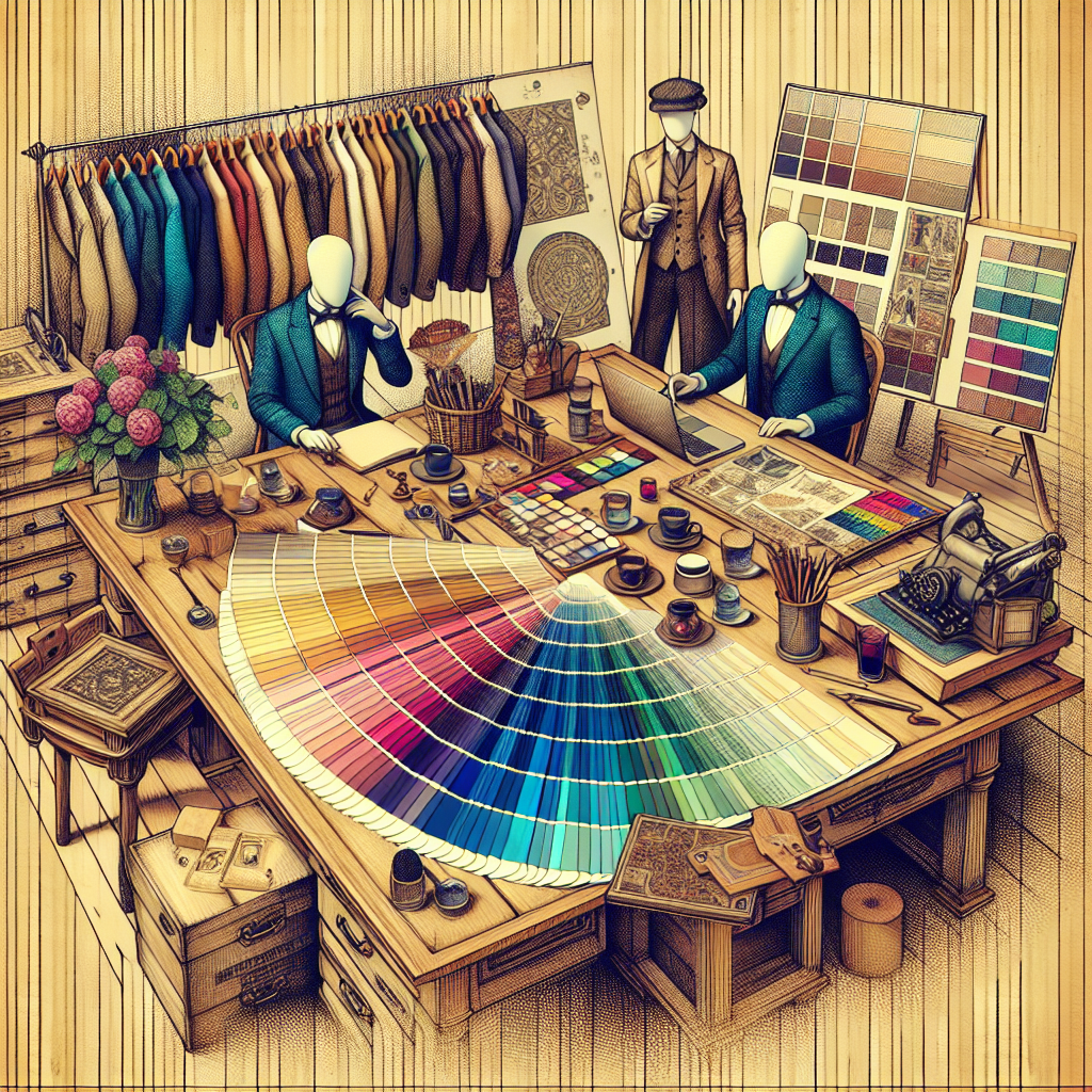 Une palette de couleurs et des échantillons de design sur un bureau.