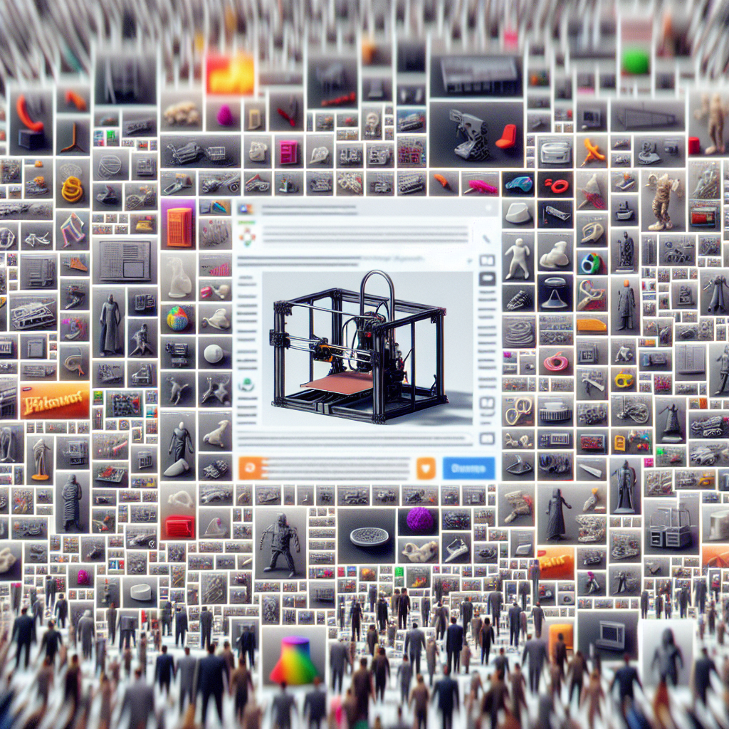Capture d'écran floutée de plusieurs sites web d'impression 3D.