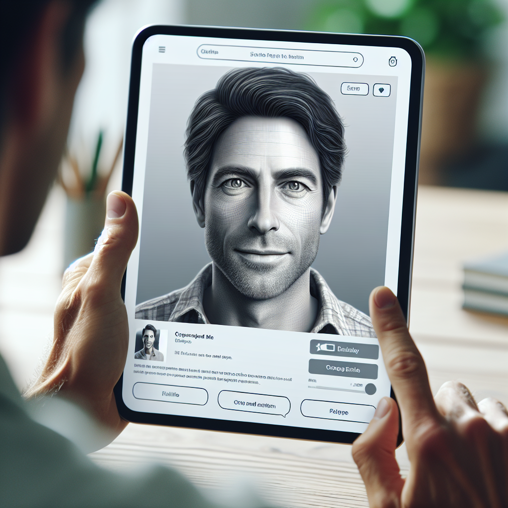 Image d'une personne interagissant avec un site web sur une tablette.