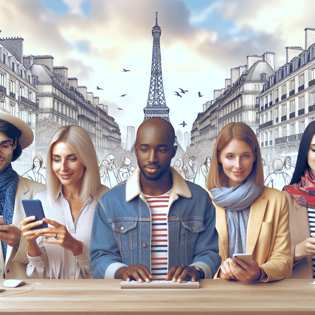 Personnes utilisant des smartphones et des ordinateurs pour interagir sur les réseaux sociaux.