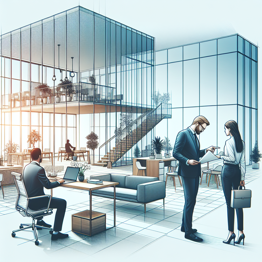 Un bureau moderne avec des éléments de design innovants.