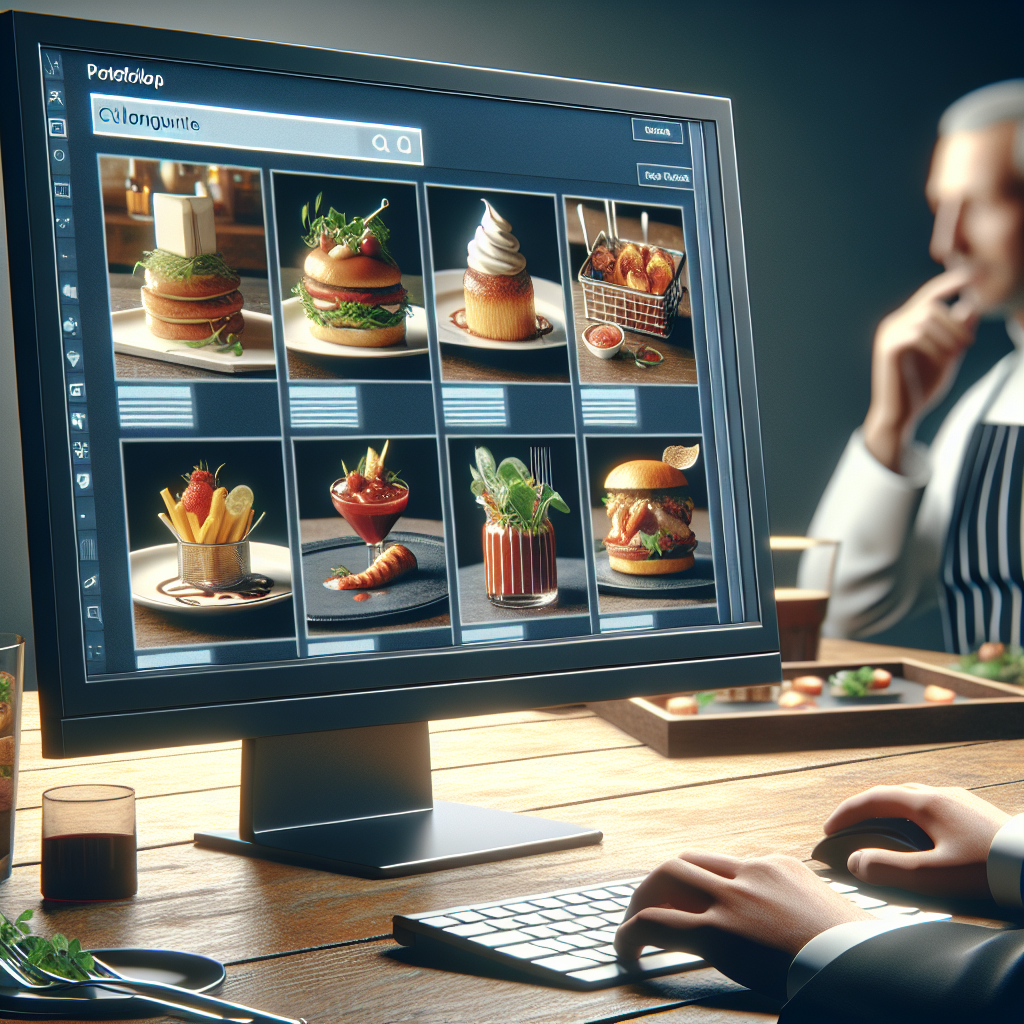 Un écran d'ordinateur affichant un portfolio de photographie culinaire.