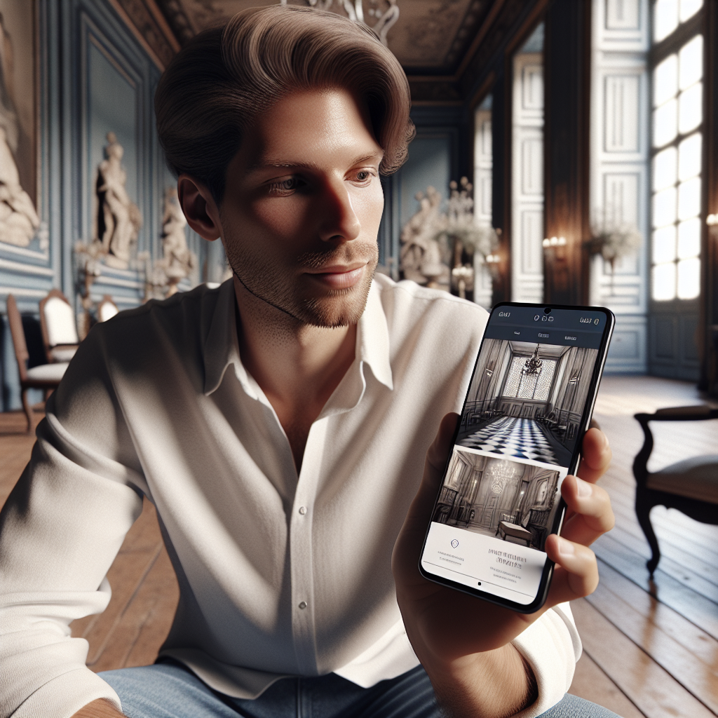 Une personne utilisant un smartphone pour naviguer sur un site web moderne.