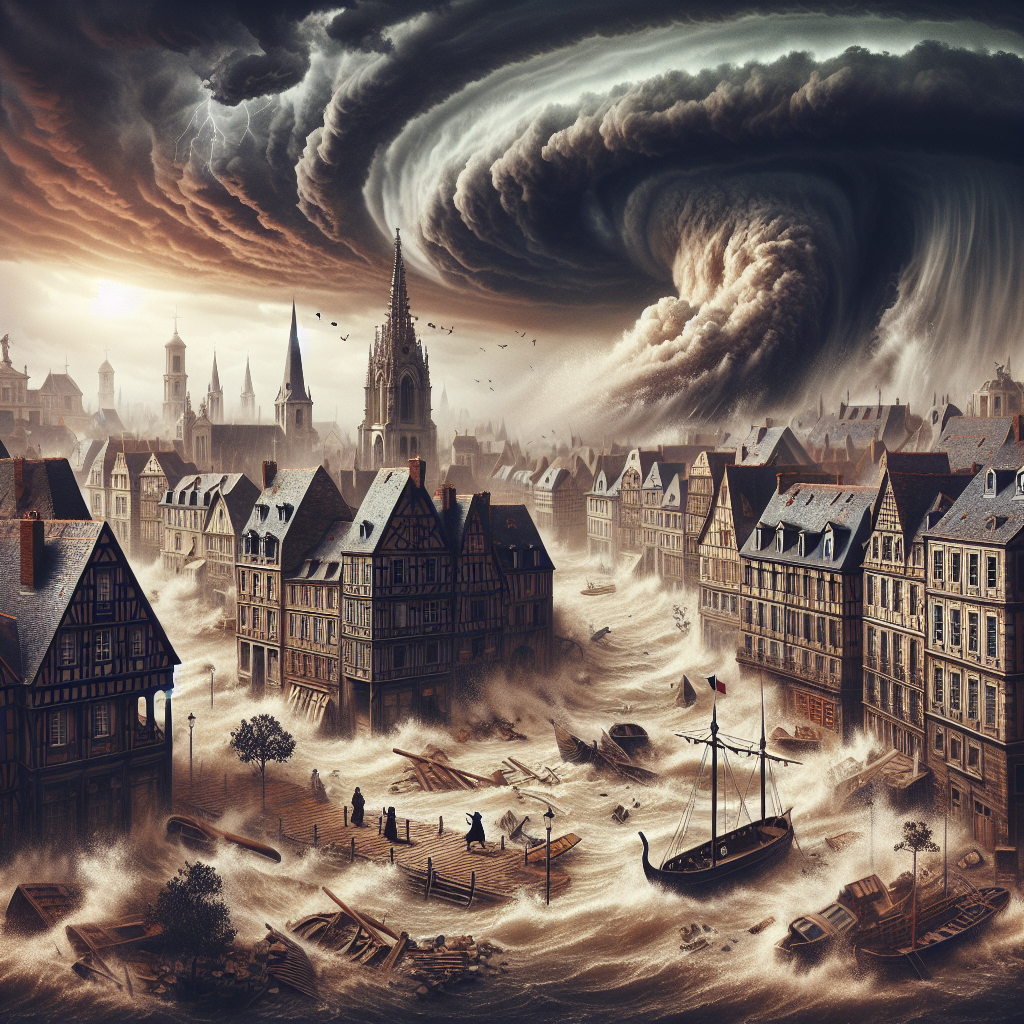 Une scène dramatique de tempête ou catastrophe naturelle.