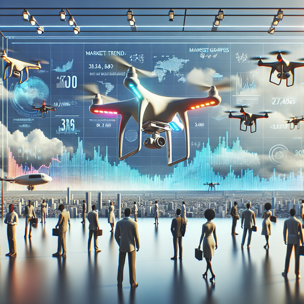 Graphiques de tendances de marché avec des drones.