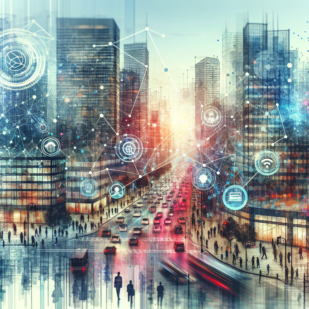 Image d'un paysage urbain moderne symbolisant la présence en ligne.