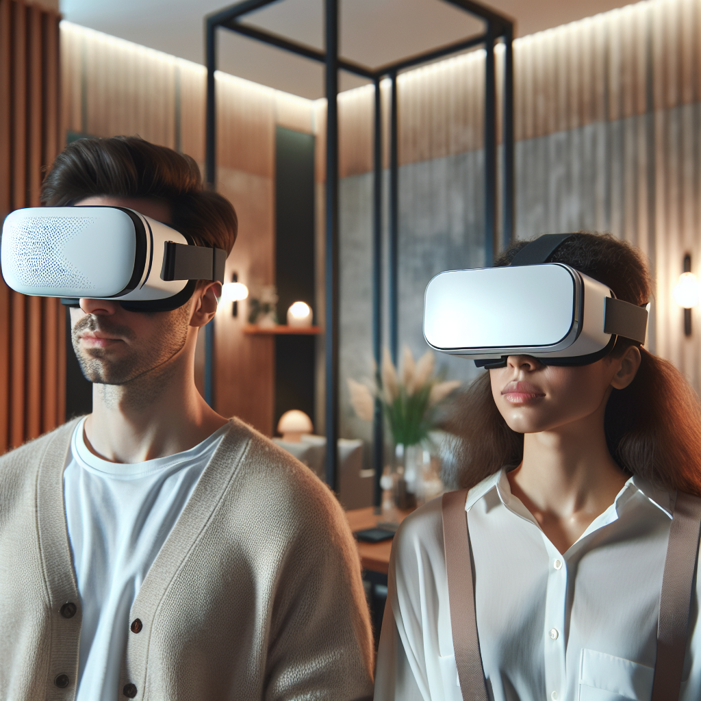 Personnes utilisant des casques de réalité virtuelle dans un espace moderne.