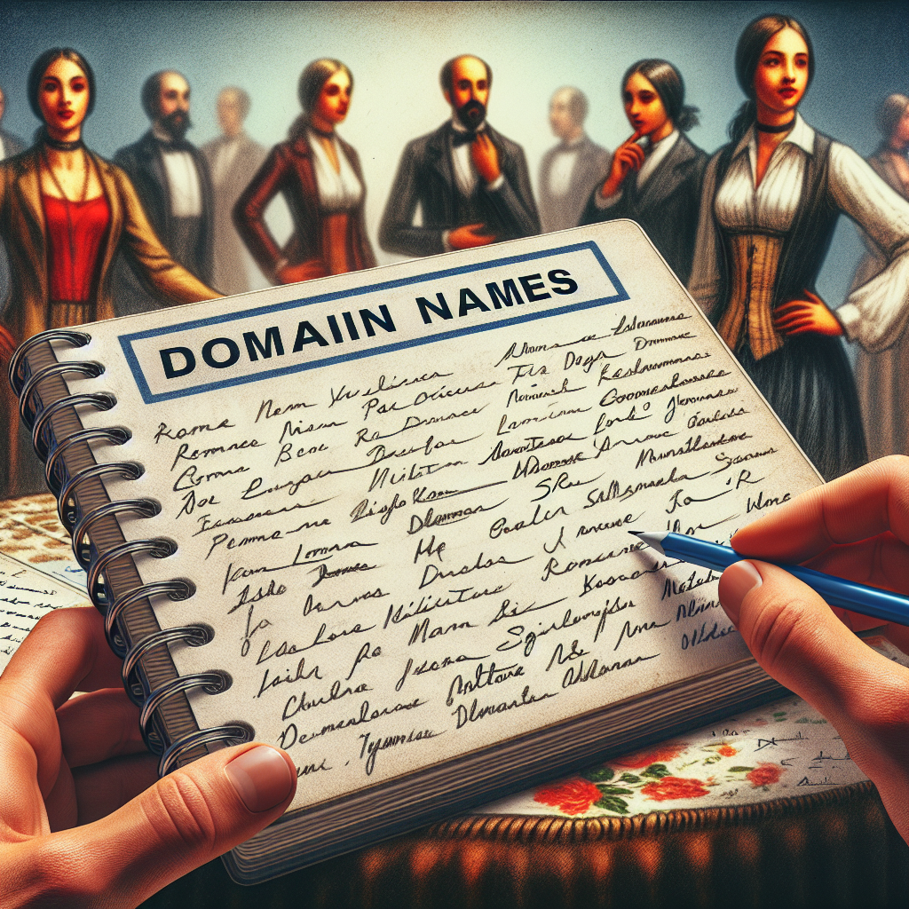 Un carnet de notes avec des idées de noms de domaine écrites dessus