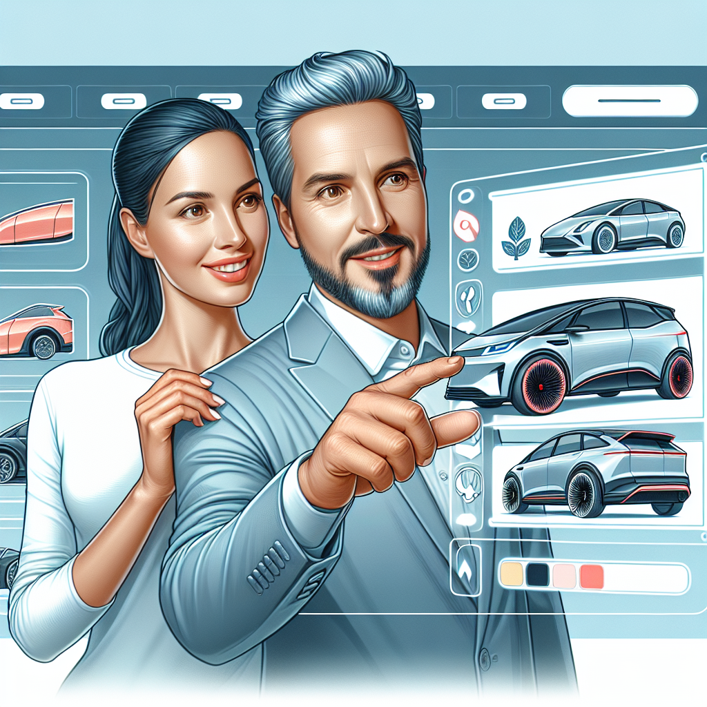 Un client personnalisant un véhicule électrique sur un site web.