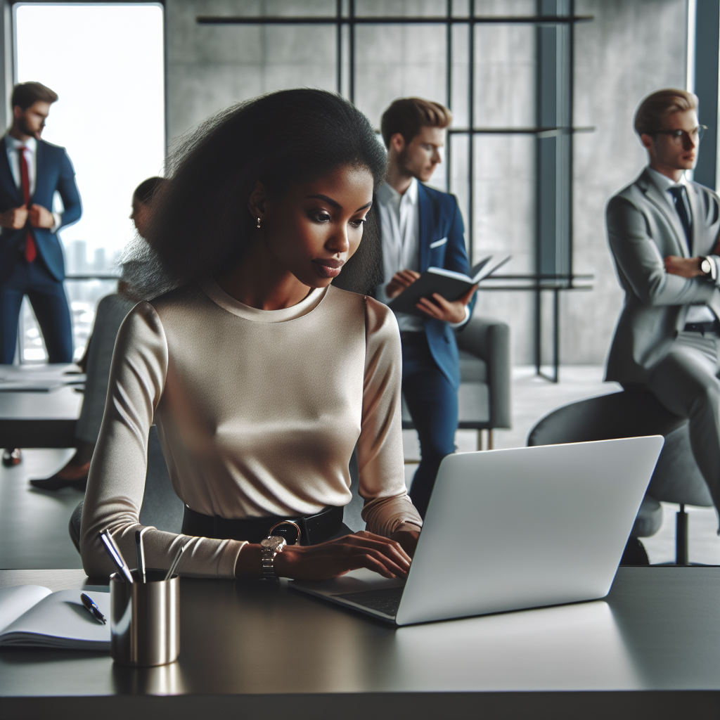 Un entrepreneur utilisant un ordinateur portable dans un bureau moderne