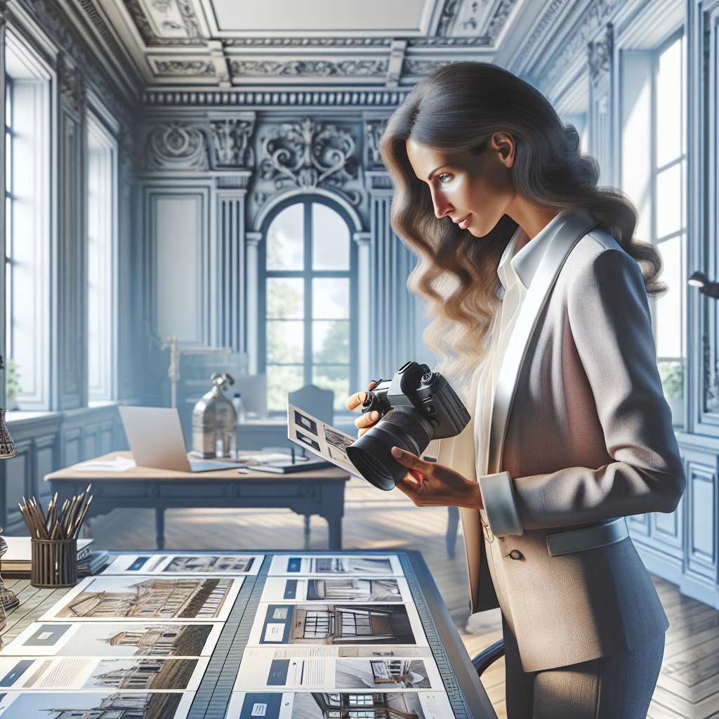 Un photographe examinant des échantillons de design de site web.