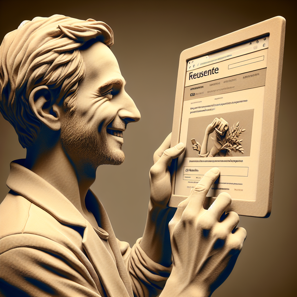 Un utilisateur satisfait naviguant sur un site web sur une tablette.
